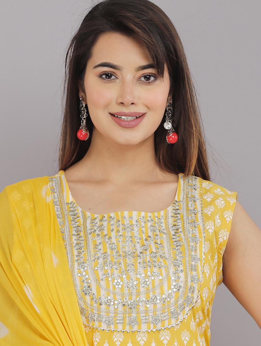 yellow kurta sharara set with dupatta - 21289190 - Standard Image - 5
