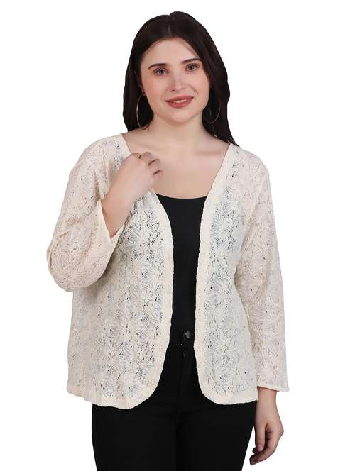 cream lace regular shrug - 21289595 - Standard Image - 0