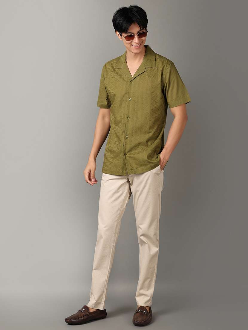 men short sleeves self design casual shirt - 21289686 -  Standard Image - 5