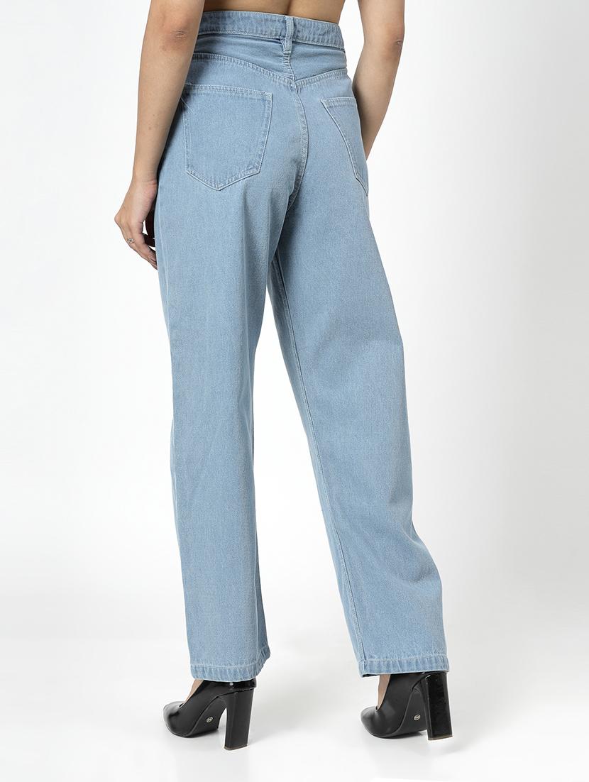 light blue cotton straight fit jeans - 21290001 - Standard Image - 3
