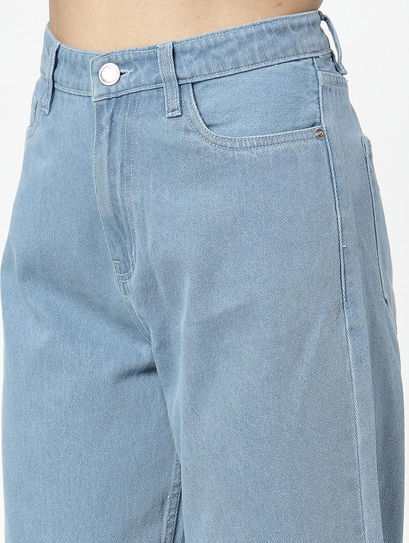 light blue cotton straight fit jeans - 21290001 - Standard Image - 5