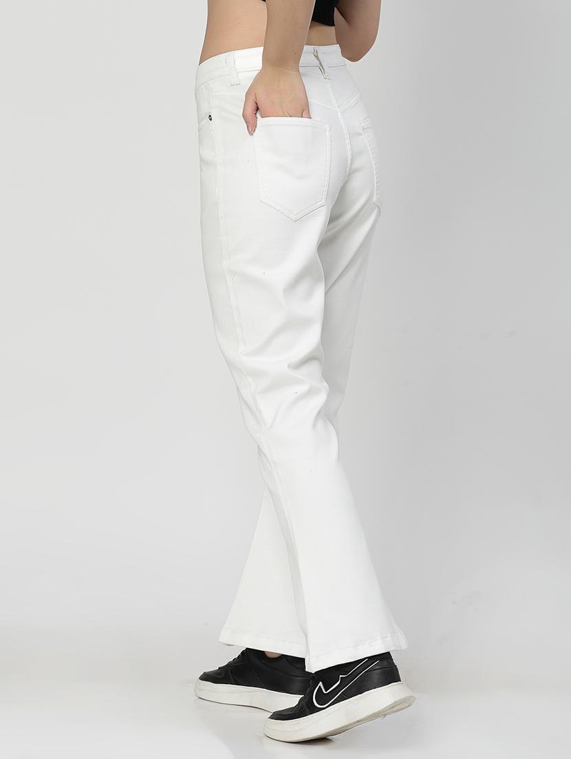 white cotton blend bootcut jeans - 21290004 - Standard Image - 3