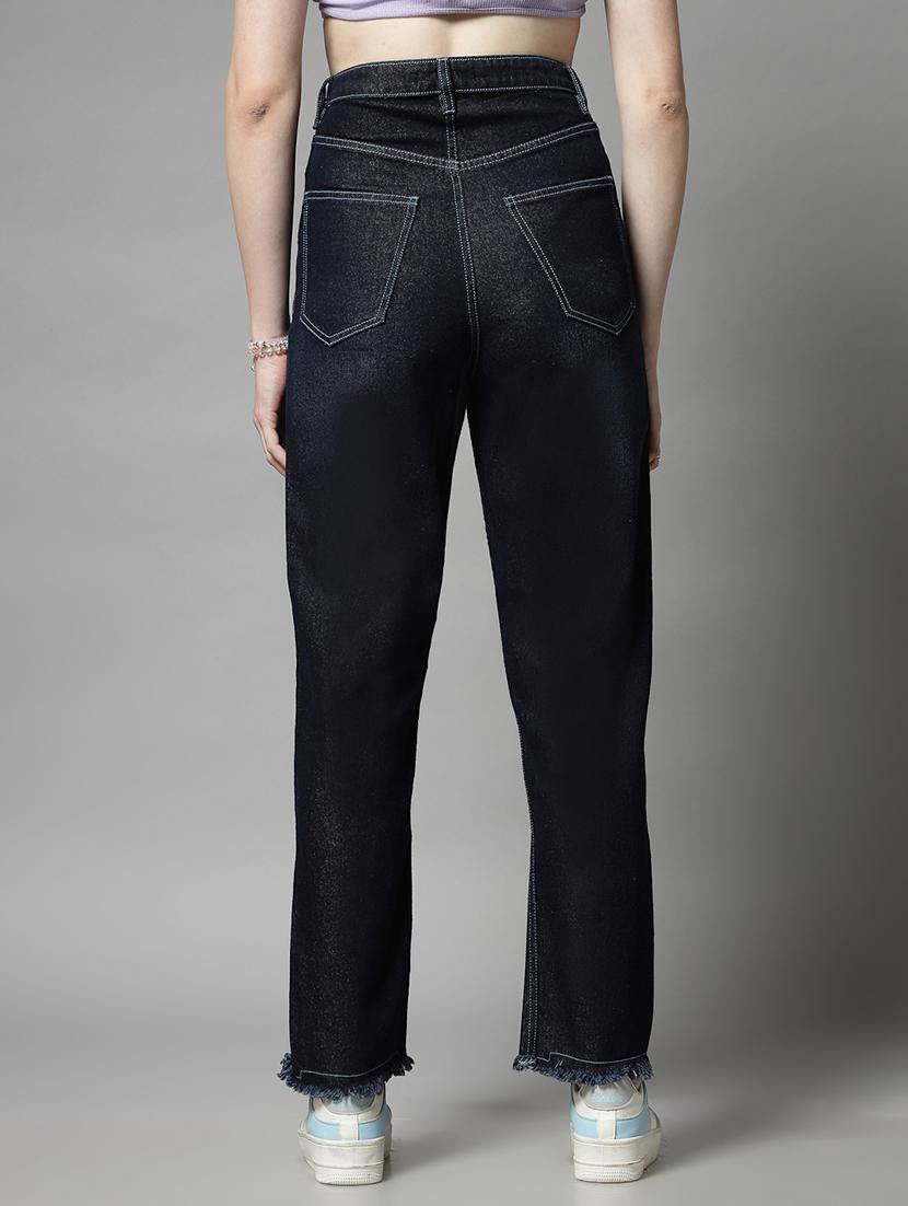 navy blue cotton straight fit jeans - 21290006 - Standard Image - 3