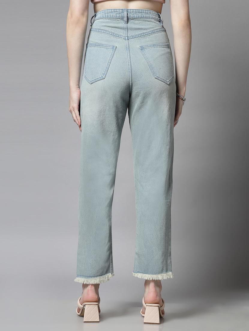 light blue cotton straight fit jeans - 21290007 - Standard Image - 3