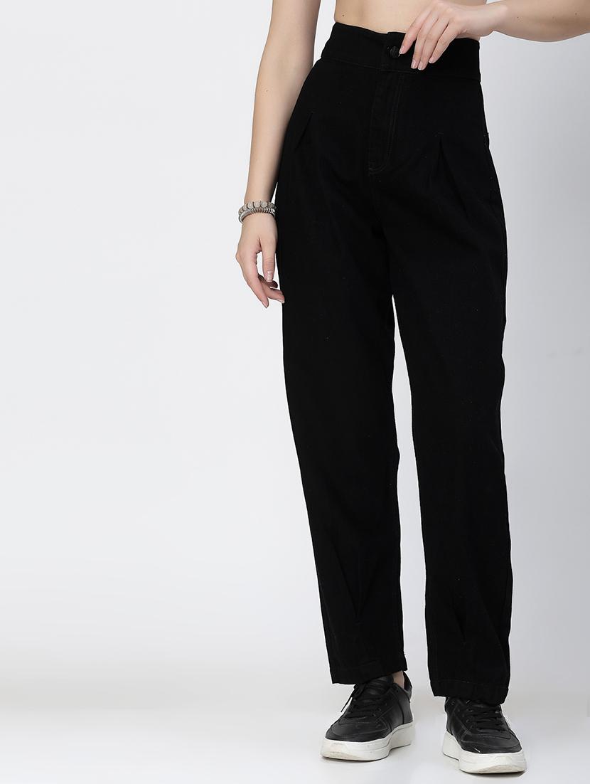 black cotton mom fit jeans - 21290009 - Zoom Image - 0
