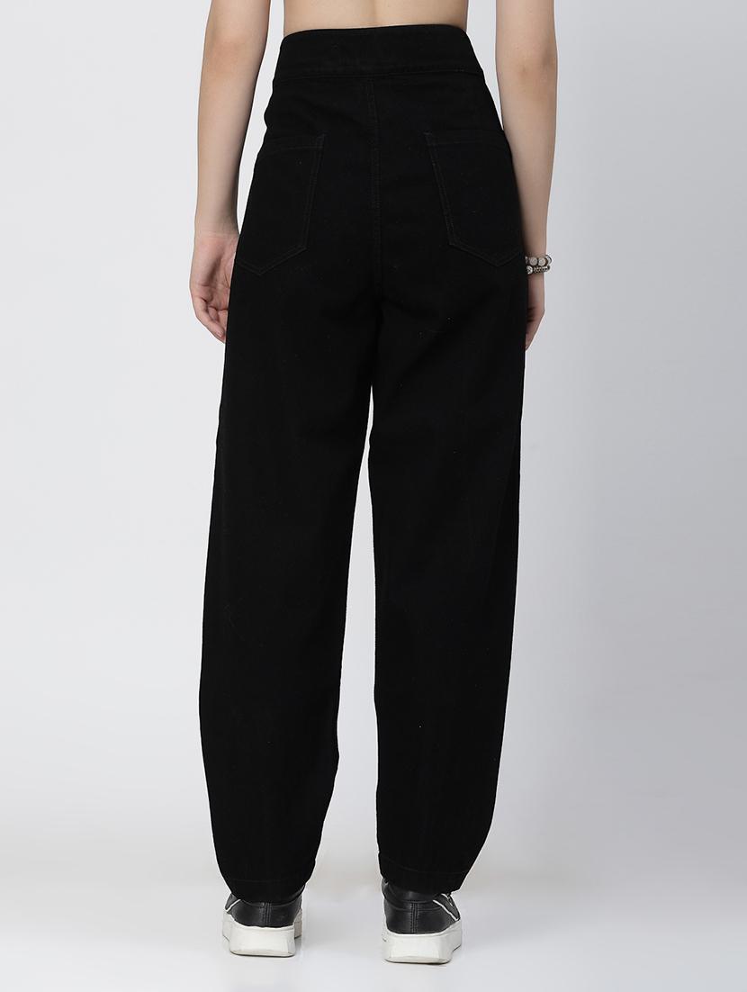 black cotton mom fit jeans - 21290009 - Standard Image - 3
