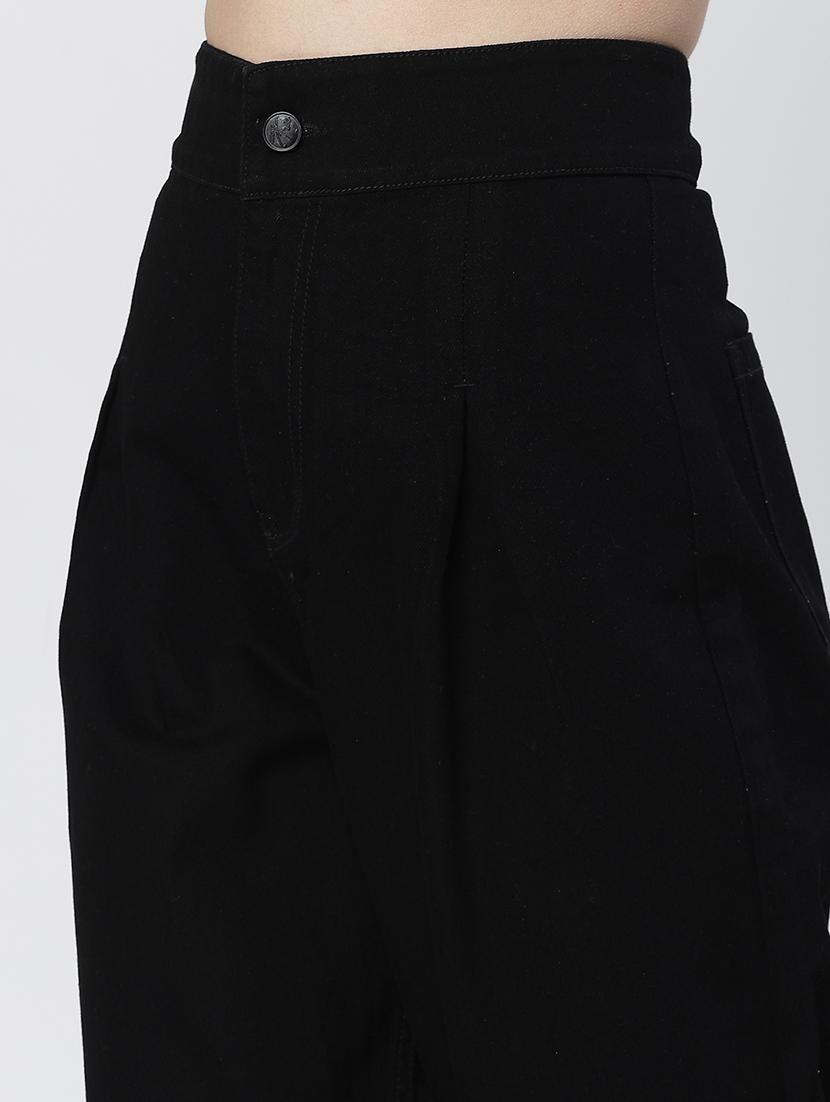 black cotton mom fit jeans - 21290009 - Standard Image - 5