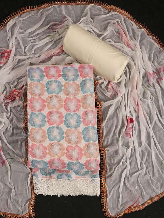 women printed unstitched suit set