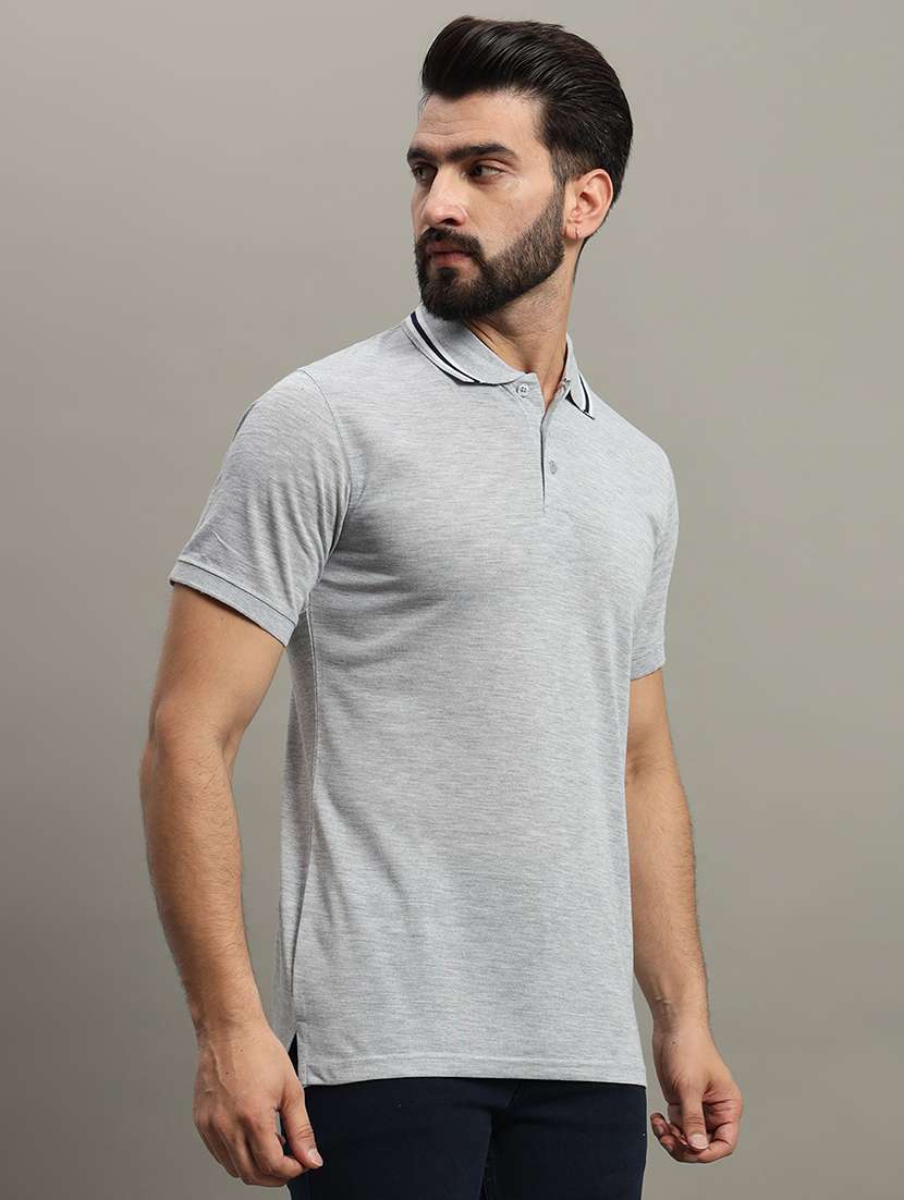 men solid cotton polo t-shirt