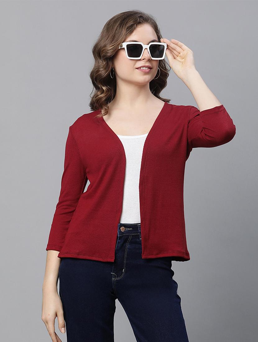 maroon cotton blend shrug