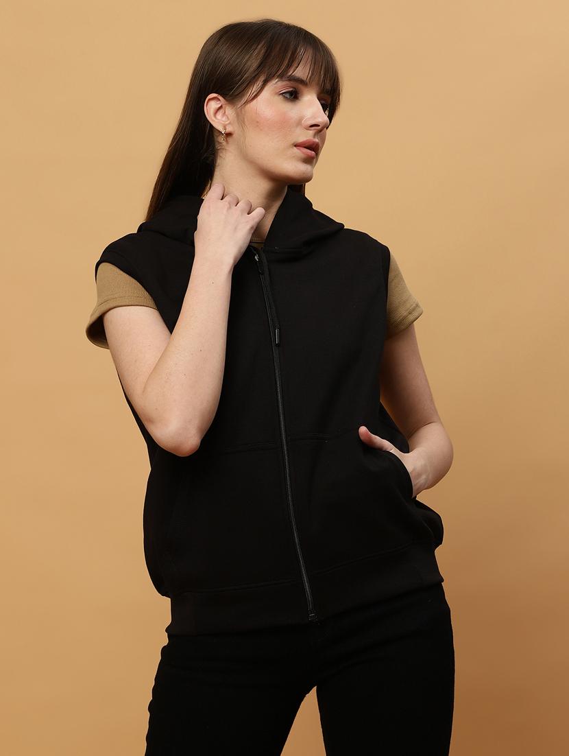 black fleece plain sweatshirt - 21290756 - Zoom Image - 0