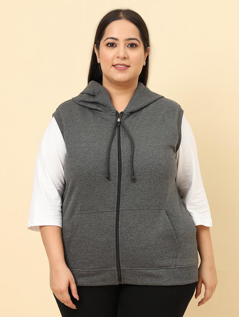 women plain hooded plus size sweatshirt
