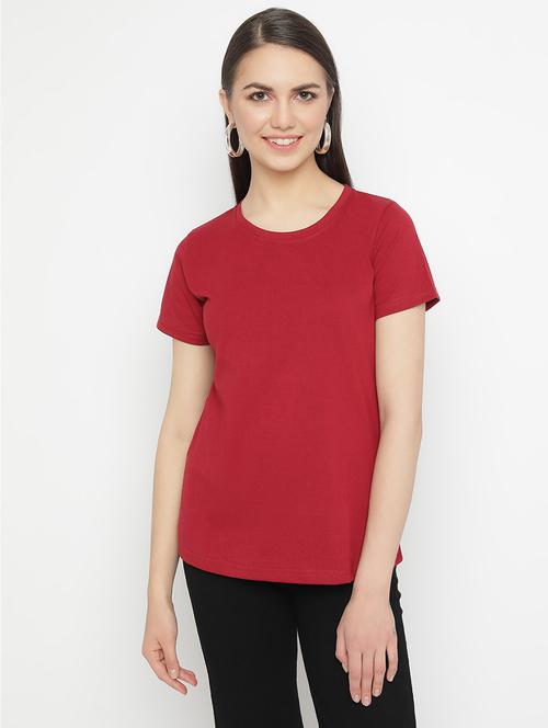 maroon cotton regular tshirt - 21290760 -  Standard Image - 0