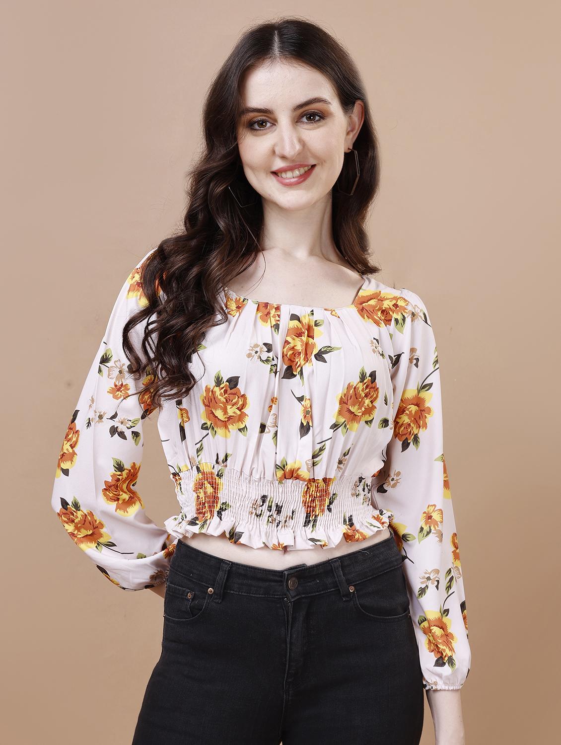 women printed crop top - 21290939 - Zoom Image - 0