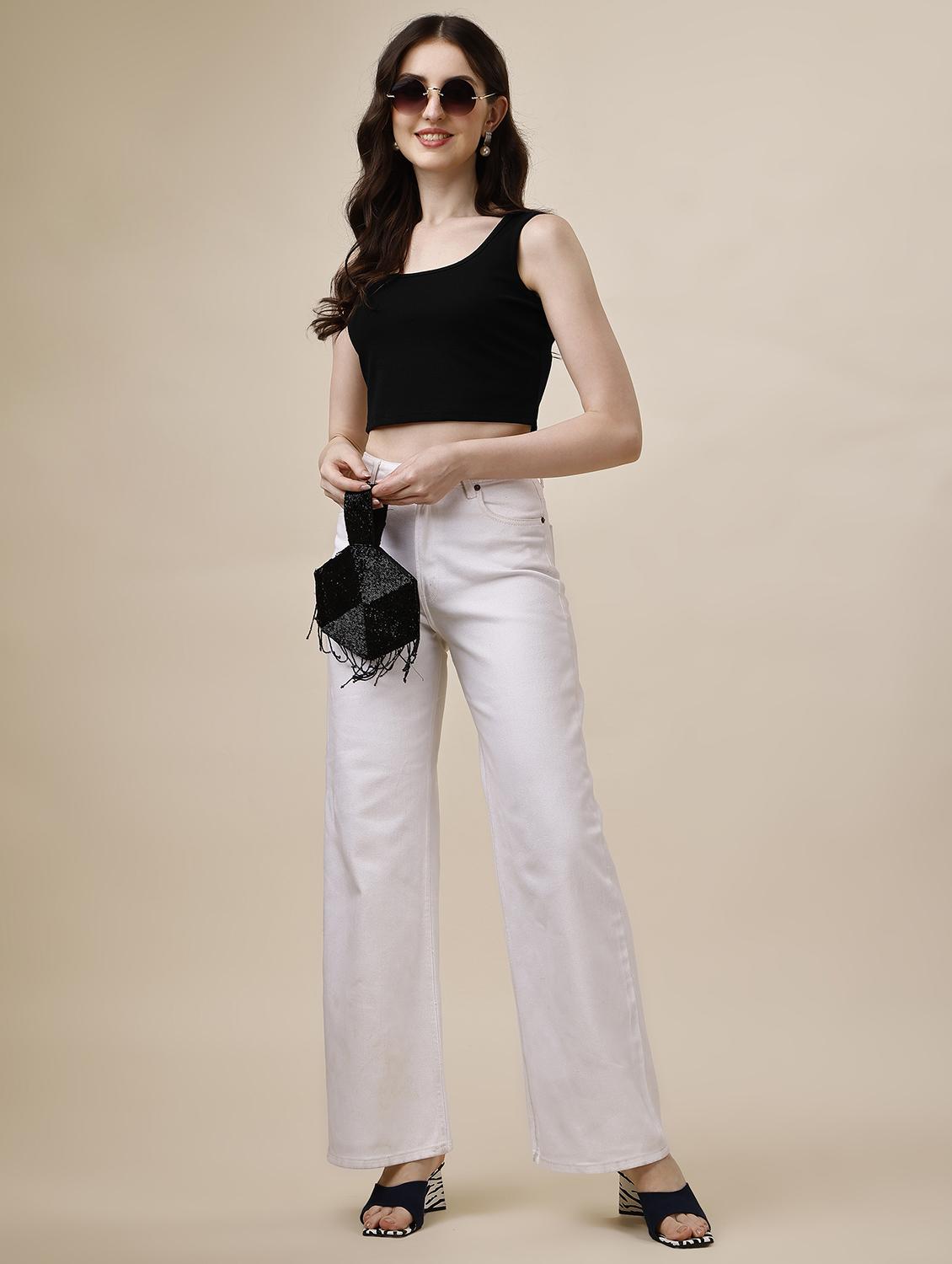 women sleeveless solid crop top - 21290946 - Standard Image - 3