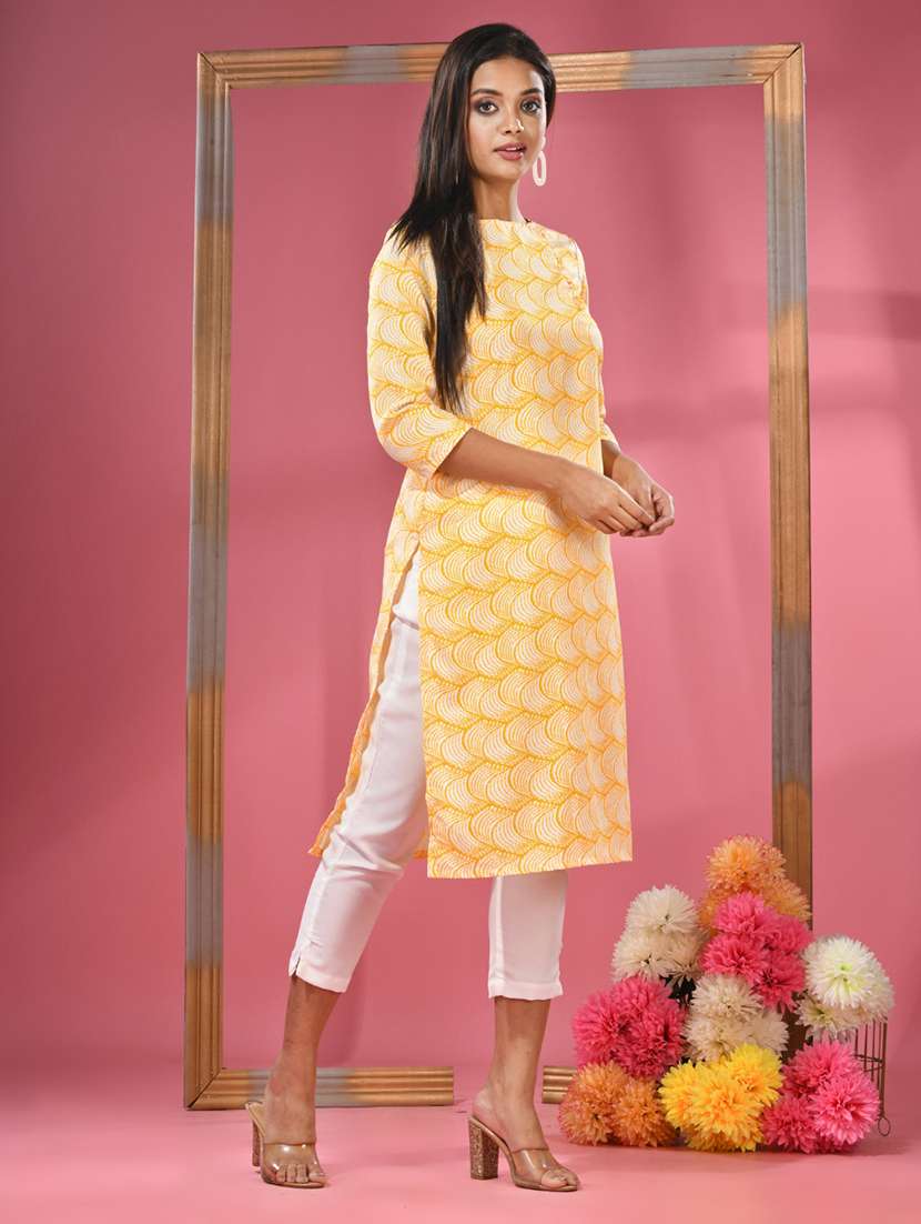 Women Three Quarter Sleeve Straight Kurta - 21291327 -  Standard Image - 5