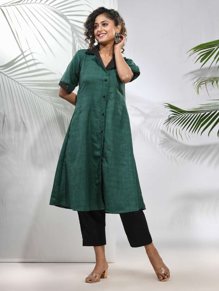 women three quarter sleeve a-line kurta