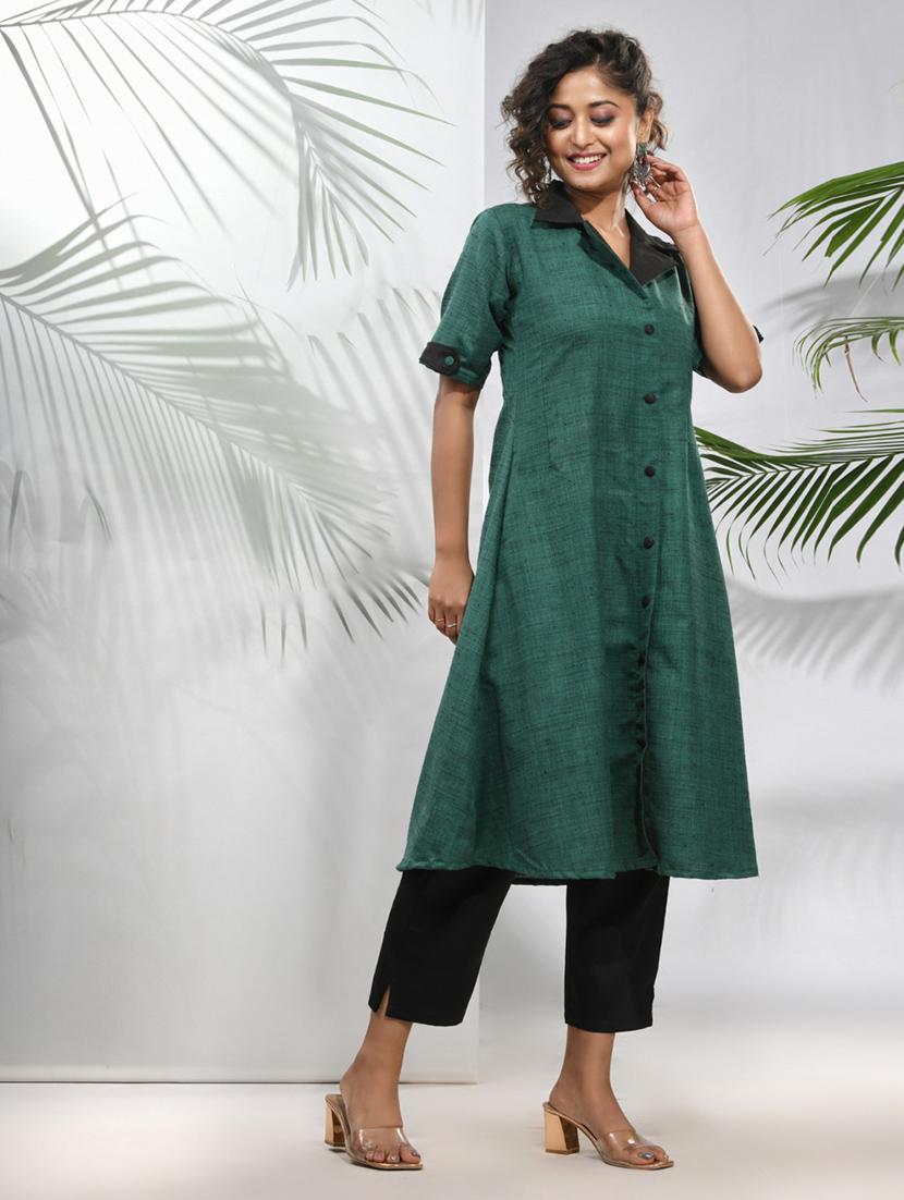women three quarter sleeve a-line kurta - 21291382 - Standard Image - 3