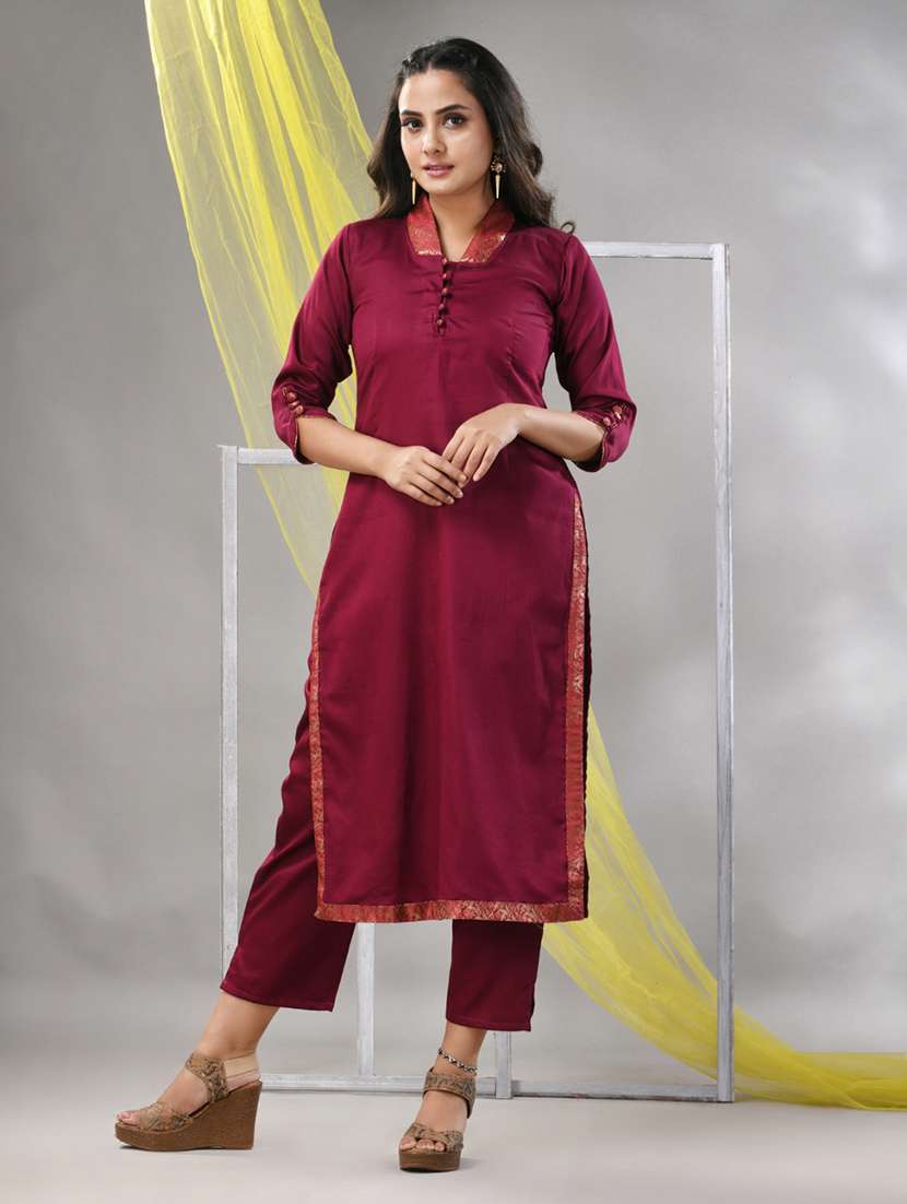women three quarter sleeve straight kurta - 21291388 - Zoom Image - 0