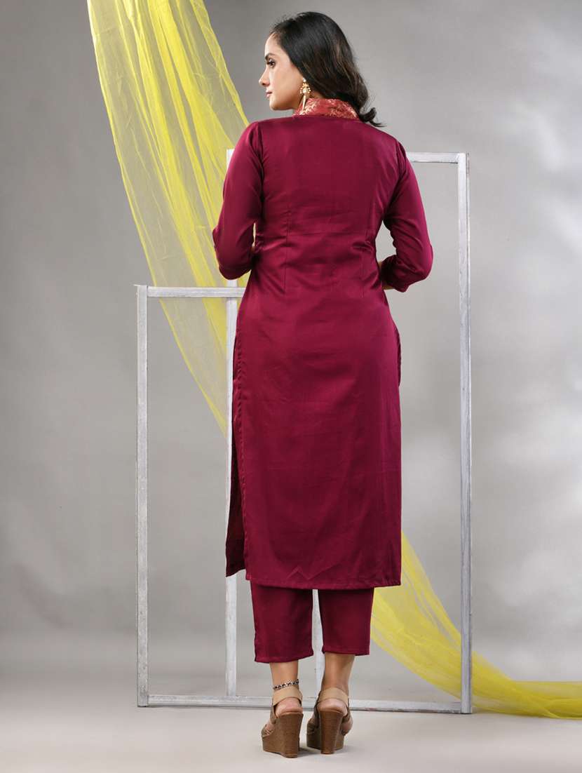 women three quarter sleeve straight kurta - 21291388 - Standard Image - 3