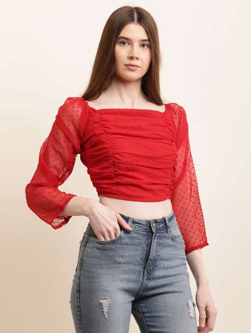 red crepe regular top