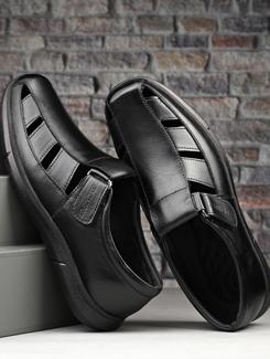 black leather laceup sandals - 21291729 - Zoom Image - 0