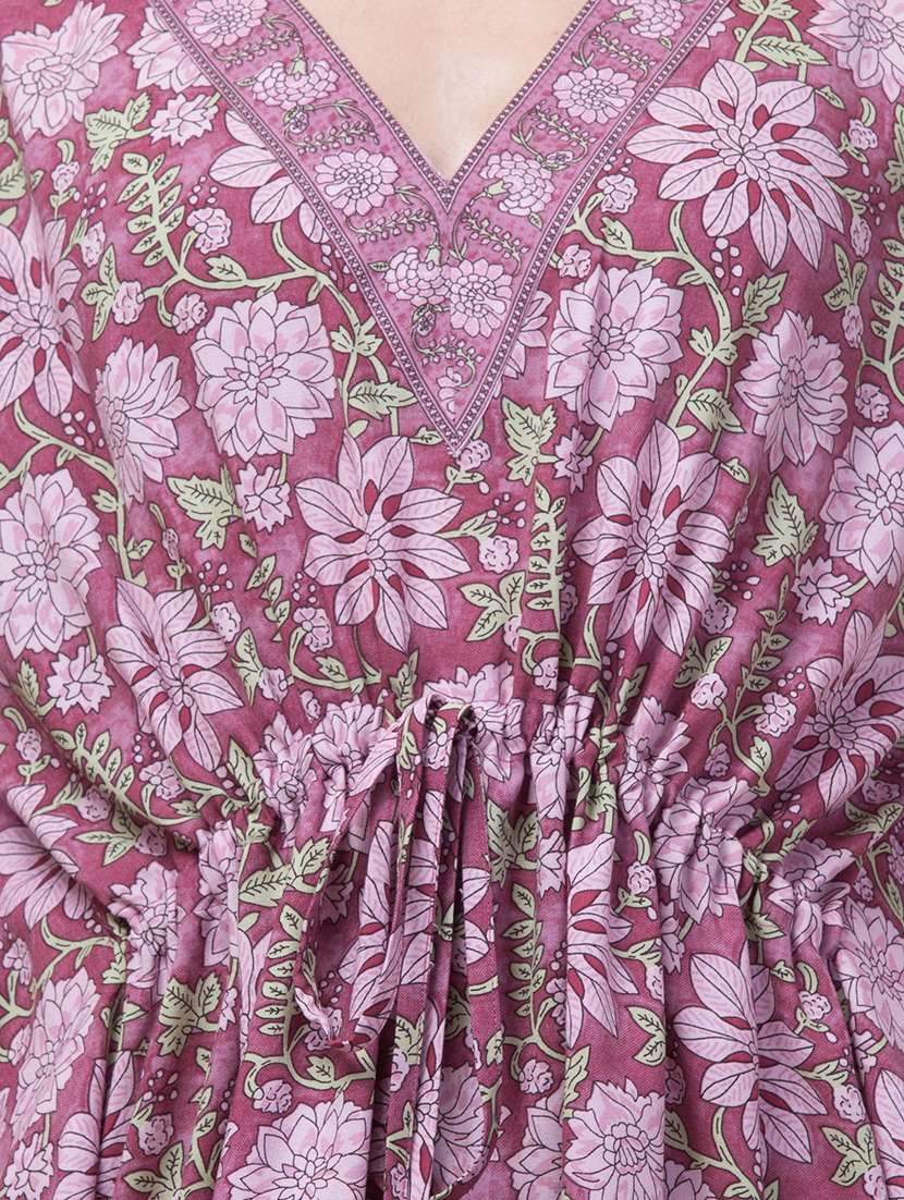 purple rayon printed kaftan - 21291749 -  Standard Image - 5