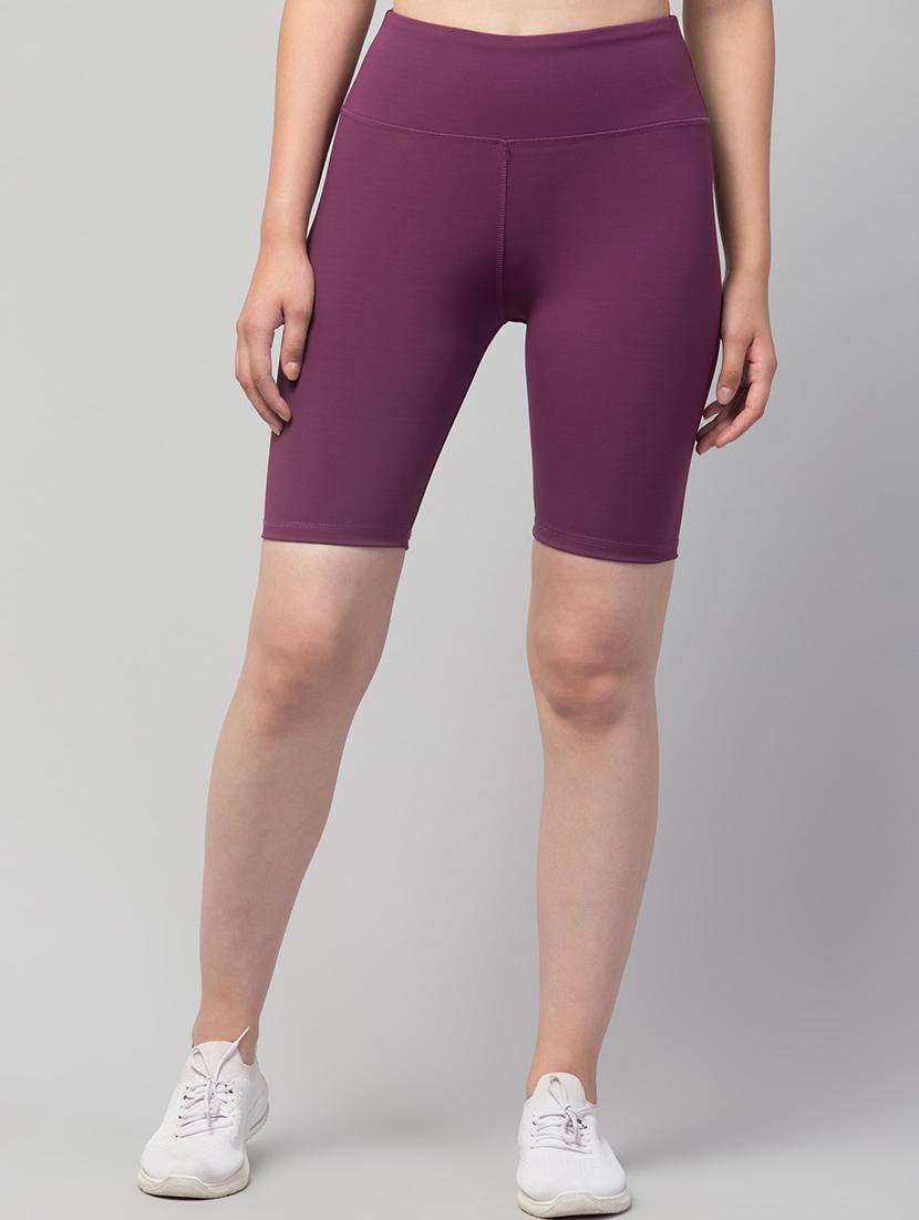purple cotton blend sports shorts  - 21292017 -  Zoom Image - 0