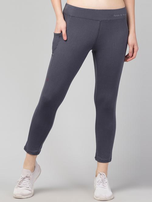 grey cotton blend regular yoga pant - 21292022 -  Standard Image - 0