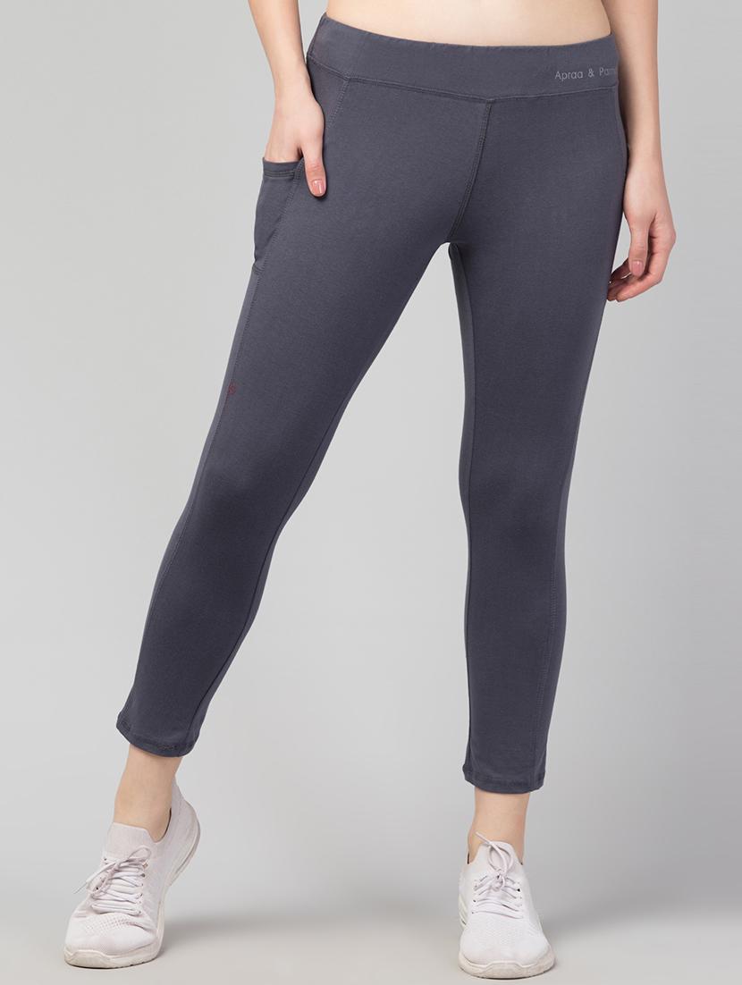 grey cotton blend regular yoga pant - 21292022 -  Zoom Image - 0