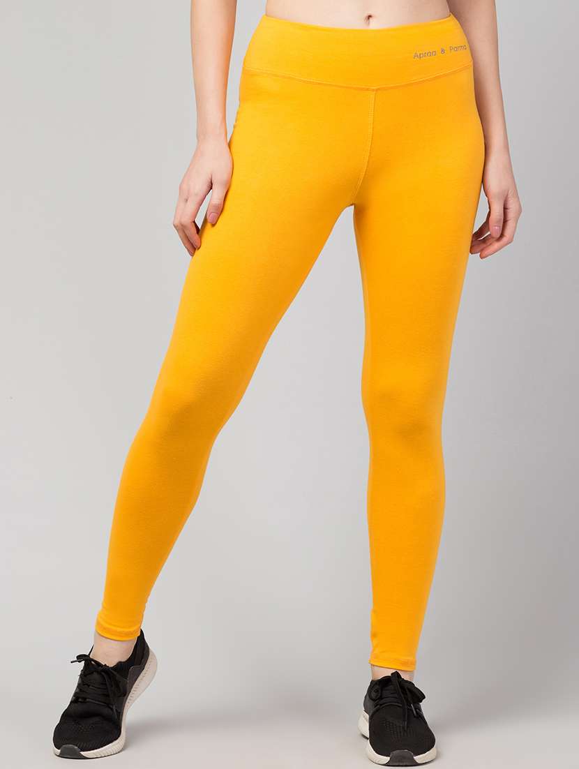yellow cotton blend regular yoga pant - 21292033 - Zoom Image - 0