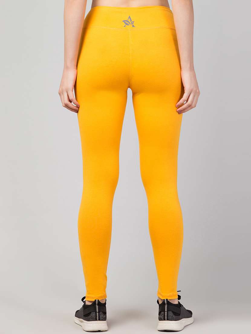 yellow cotton blend regular yoga pant - 21292033 - Standard Image - 3