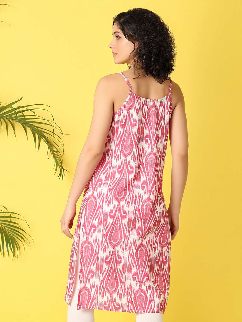 women pink rayon straight kurta - 21292274 -  Standard Image - 3