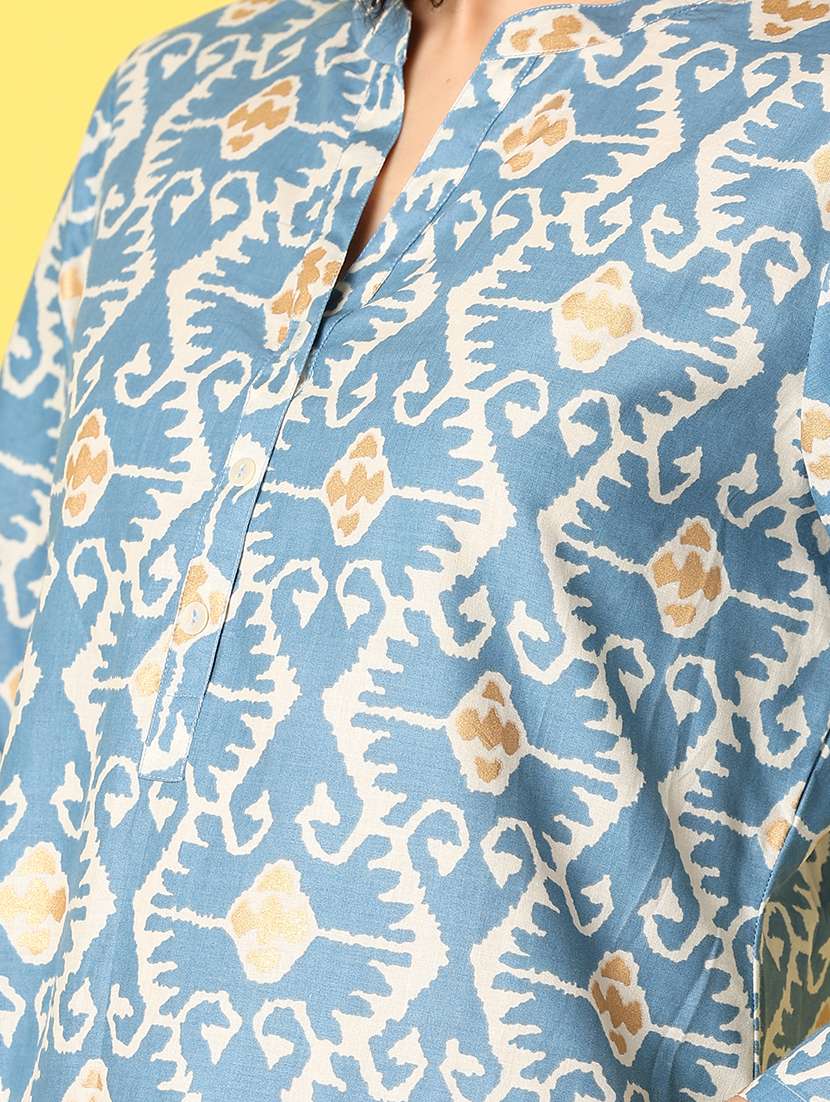 women blue cotton straight kurta - 21292276 -  Standard Image - 5