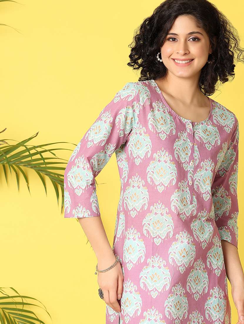 women purple cotton straight kurta - 21292279 -  Standard Image - 3