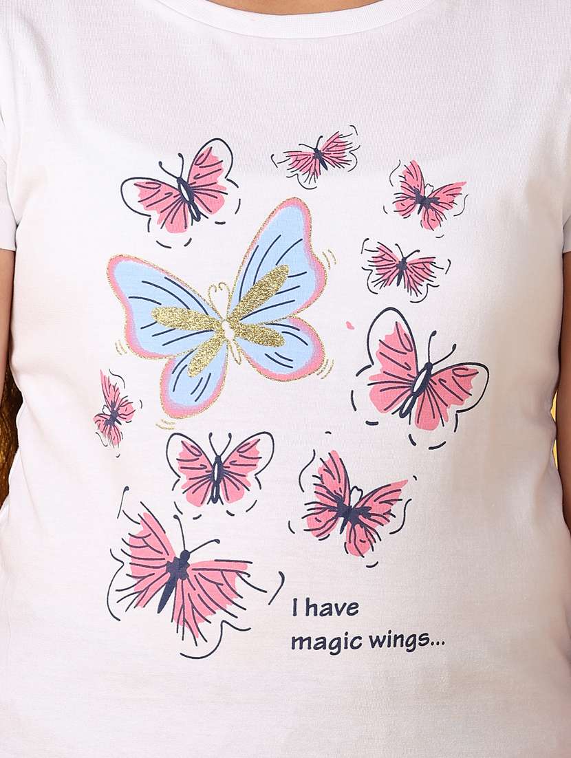 girls round neck front print regular tee - 21292299 -  Standard Image - 5