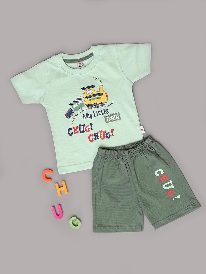 kids green cotton shorts set  - 21292402 -  Zoom Image - 0