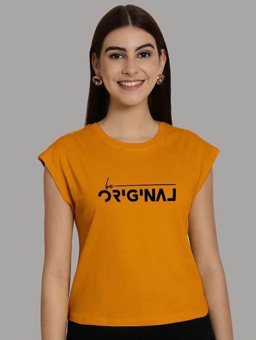 women printed round neck crop top - 21292478 -  Standard Image - 0