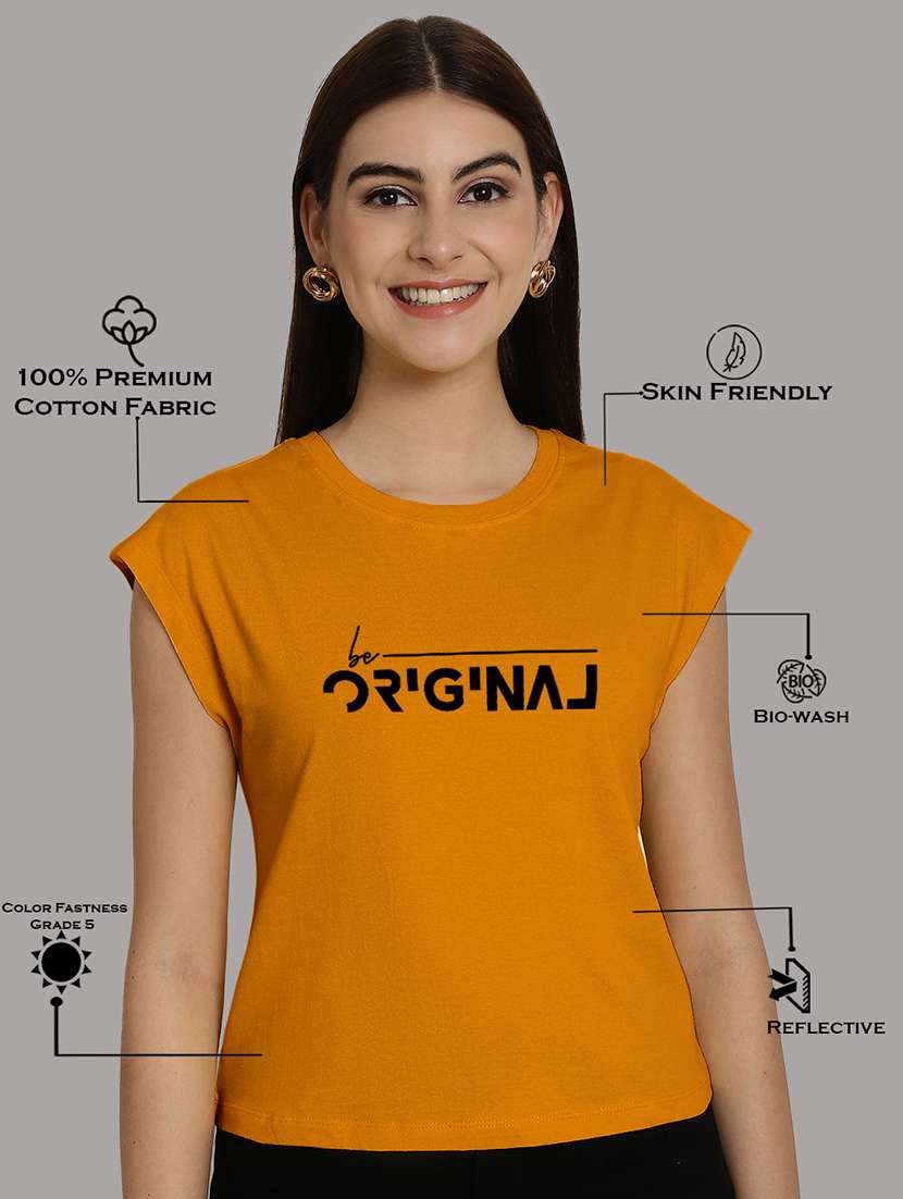 women printed round neck crop top - 21292478 - Standard Image - 5