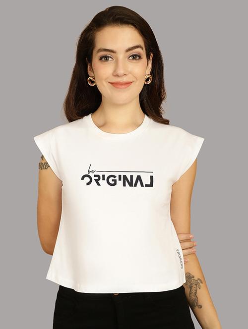 women printed round neck crop top - 21292485 -  Standard Image - 0