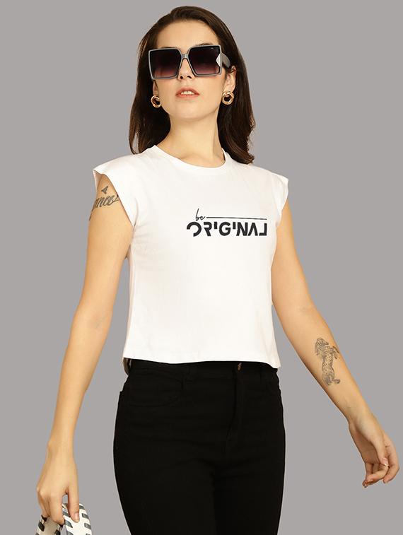 women printed round neck crop top - 21292485 - Standard Image - 3