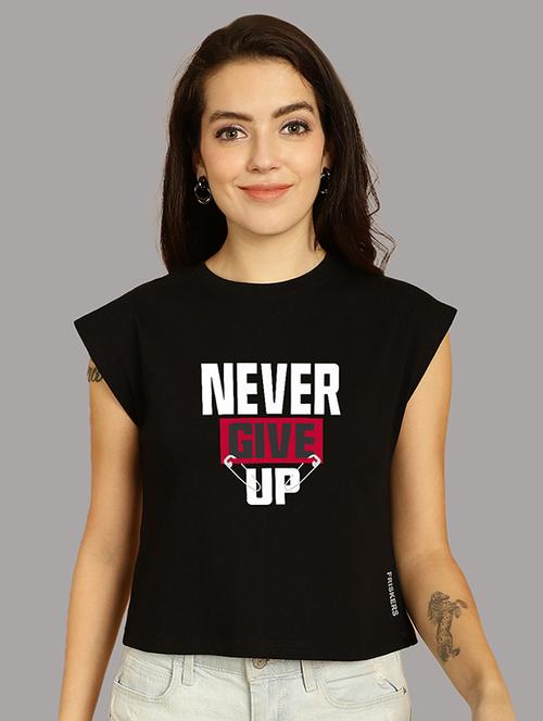 women printed round neck crop top - 21292496 - Standard Image - 0
