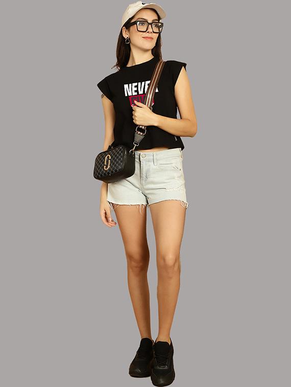 women printed round neck crop top - 21292496 - Standard Image - 5