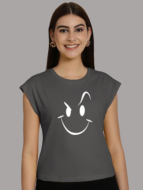 women printed round neck crop top - 21292504 - Standard Image - 0