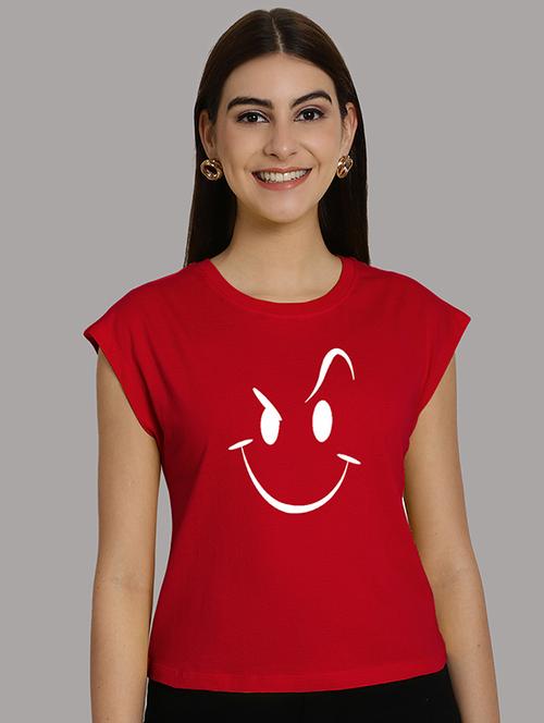 women printed round neck crop top - 21292514 - Standard Image - 0