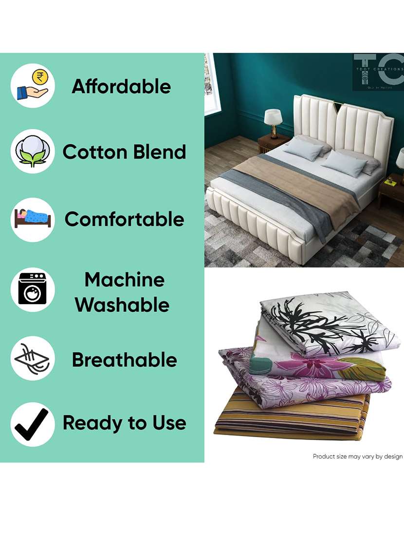 modefe polycotton printed double bedsheet with 2 pillow covers - 21293698 -  Standard Image - 3