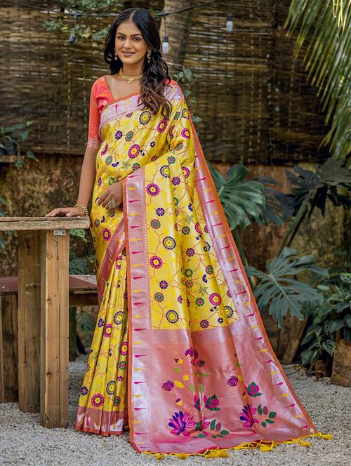 women self design paithani saree with blouse - 21294601 -  Standard Image - 0