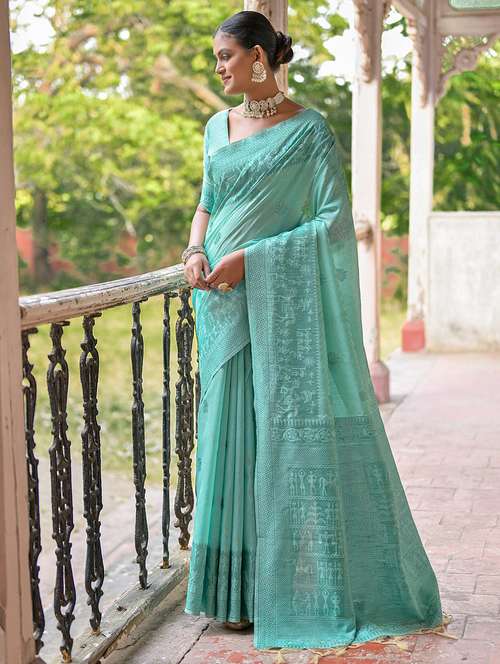 women sea green bhagalpuri saree - 21294665 -  Standard Image - 0