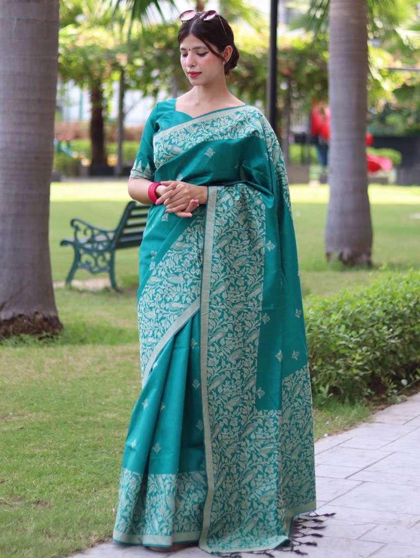 women blue bhagalpuri saree with blouse - 21294679 - Zoom Image - 0