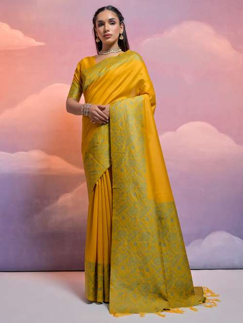 women yellow bhagalpuri saree with blouse - 21294683 -  Standard Image - 0